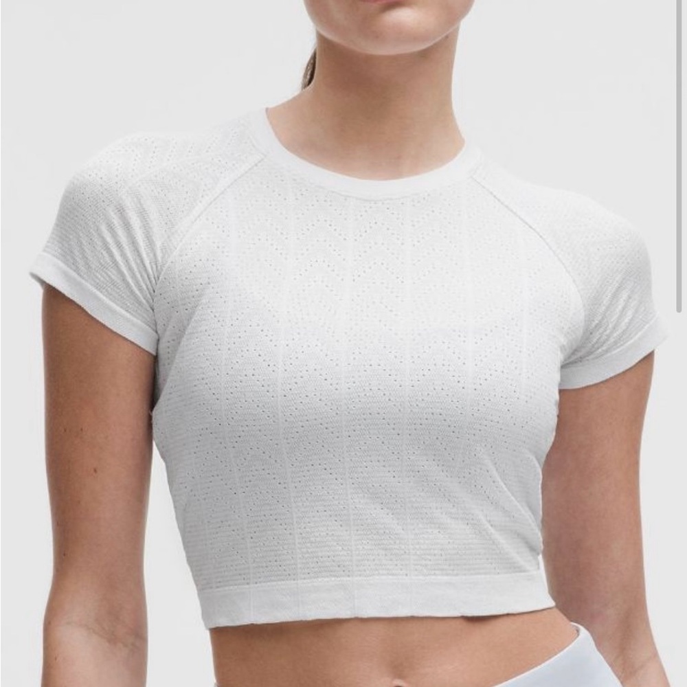 Lululemon Swiftly Pointelle Women's‎ White Cropped Top